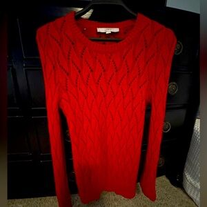 Loft women’s red pointelle knit sweater
